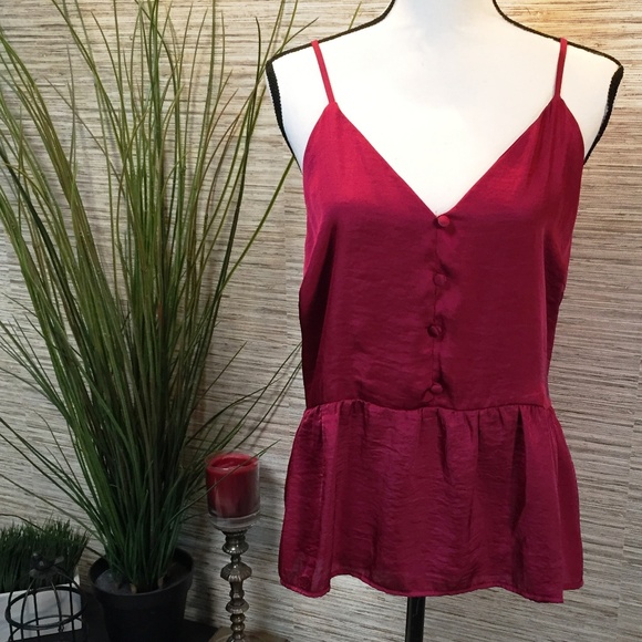 Allison Joy Tops - Allison Joy Maroon Silk Tank Size L